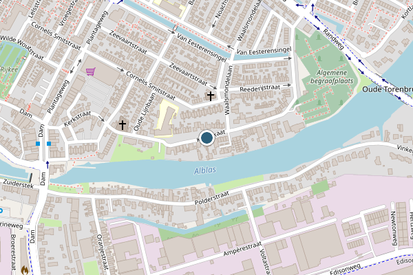 Politie-melding op Kerkstraat, Alblasserdam op 28 juni, kaart-overzicht