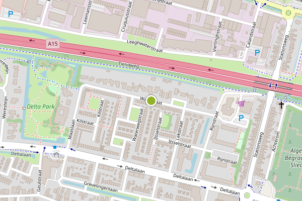 Ambulance-melding op Waalstraat, Sliedrecht op 28 juni, kaart-overzicht