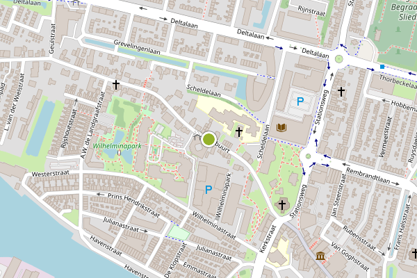 Ambulance-melding op Kerkbuurt, Sliedrecht op 27 juni, kaart-overzicht