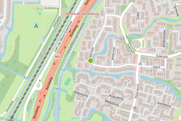 Ambulance-melding op Waterman, Dordrecht op 28 juni, kaart-overzicht