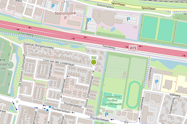 Ambulance-melding op Februariplantsoen, Sliedrecht op 28 juni, kaart-overzicht