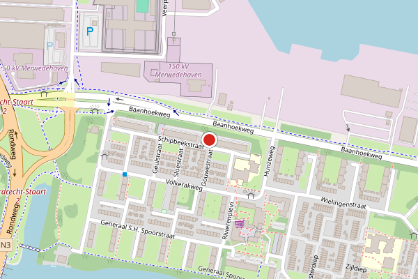 Brandweer-melding op Schipbeekstraat, Dordrecht op 28 juni, kaart-overzicht