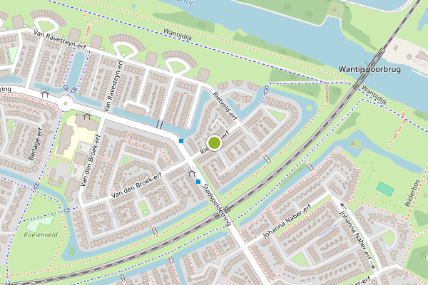 Ambulance-melding op Rietveld-erf, Dordrecht op 29 juni, kaart-overzicht