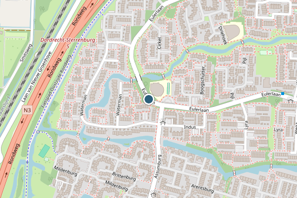 Politie-melding op Eulerlaan, Dordrecht op 29 juni, kaart-overzicht