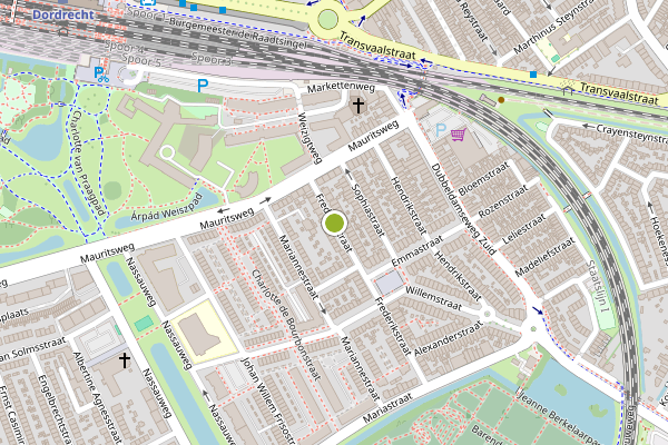 Ambulance-melding op Frederikstraat, Dordrecht op 29 juni, kaart-overzicht