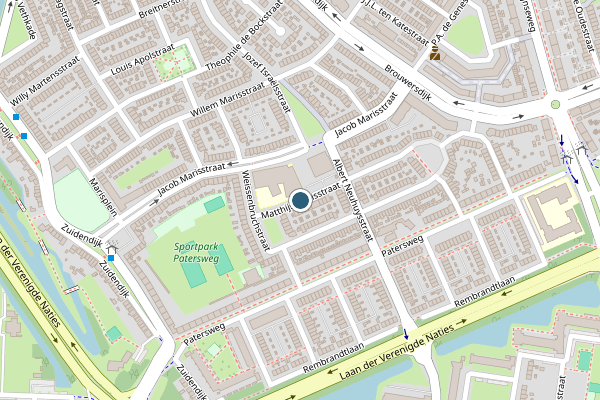 Politie-melding op Matthijs Marisstraat, Dordrecht op 30 juni, kaart-overzicht