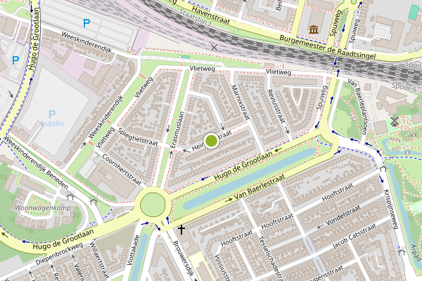 Ambulance-melding op Heinsiusstraat, Dordrecht op 1 juli, kaart-overzicht