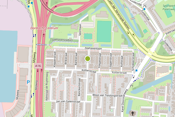 Ambulance-melding op Schoenerstraat, Dordrecht op 30 juni, kaart-overzicht