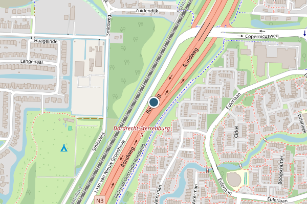 Politie-melding op Fietspad Oostzijde Rondweg, Dordrecht op 2 juli, kaart-overzicht