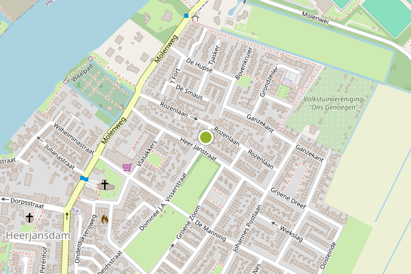 Ambulance-melding op Ds. J.A. Visserstraat, Heerjansdam op 2 juli, kaart-overzicht