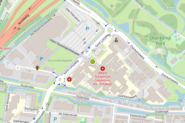 Ambulance-melding op Albert Schweitzerplaats, Dordrecht op 3 juli, kaart-overzicht