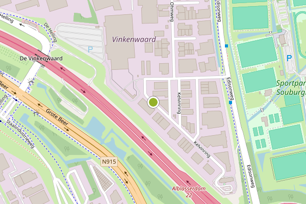 Ambulance-melding op Kelvinring, Alblasserdam op 4 juli, kaart-overzicht