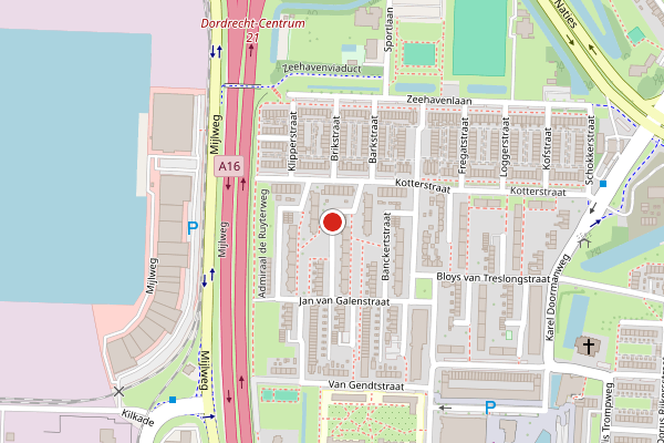 Brandweer-melding op Van Almondestraat, Dordrecht op 5 juli, kaart-overzicht