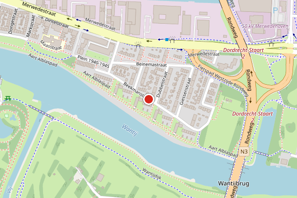 Brandweer-melding op Beekmanstraat, Dordrecht op 6 juli, kaart-overzicht
