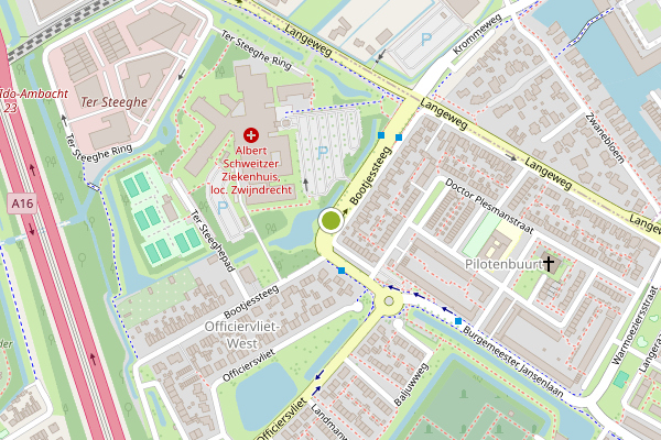 Ambulance-melding op Bootjessteeg, Zwijndrecht op 6 juli, kaart-overzicht
