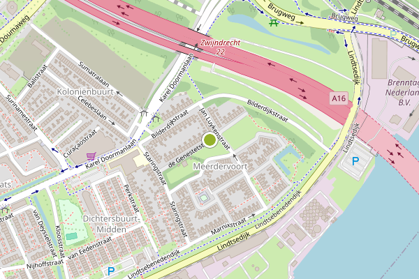 Ambulance-melding op de Genestetstraat, Zwijndrecht op 5 juli, kaart-overzicht