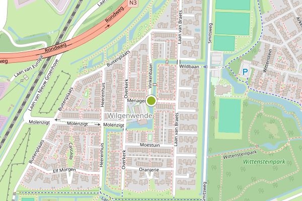 Ambulance-melding op Menagerie, Dordrecht op 8 juli, kaart-overzicht