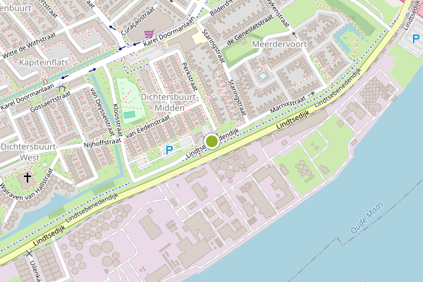 Ambulance-melding op Lindtsebenedendijk, Zwijndrecht op 9 juli, kaart-overzicht