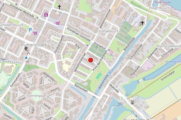 Brandweer-melding op Irenestraat, Puttershoek op 10 juli, kaart-overzicht