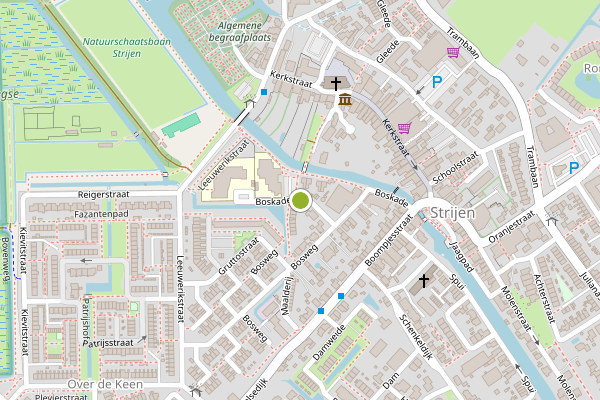 Ambulance-melding op Boskade, Strijen op 10 juli, kaart-overzicht