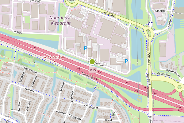 Ambulance-melding op Trapezium, Sliedrecht op 10 juli, kaart-overzicht