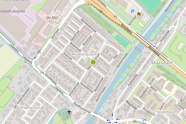 Ambulance-melding op Merwedestraat, Maasdam op 10 juli, kaart-overzicht