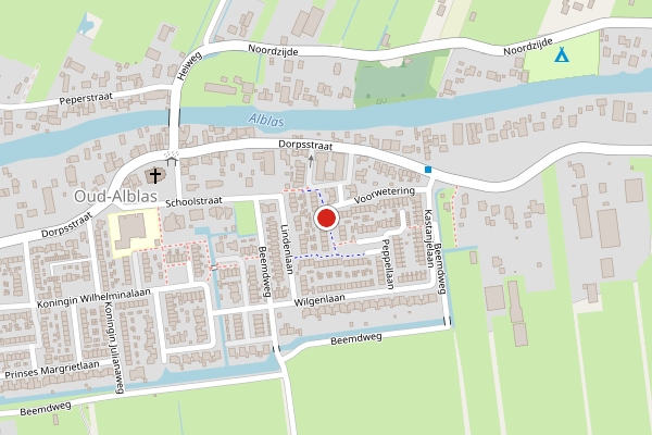 Brandweer-melding op Berkenlaan, Oud-Alblas op 11 juli, kaart-overzicht