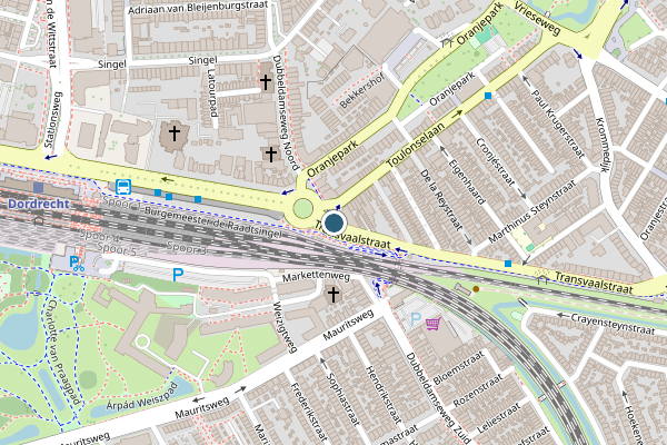 Politie-melding op Transvaalstraat, Dordrecht op 11 juli, kaart-overzicht