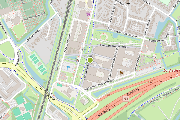 Ambulance-melding op Leerparkpromenade, Dordrecht op 12 juli, kaart-overzicht
