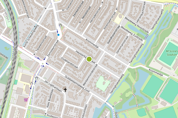 Ambulance-melding op Heysterbachstraat, Dordrecht op 12 juli, kaart-overzicht
