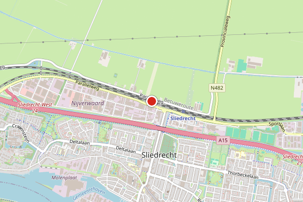 Brandweer-melding op Waerthove Kerkbuurt, Sliedrecht op 12 juli, kaart-overzicht