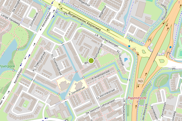 Ambulance-melding op Wiardi Beckmanstraat, Papendrecht op 13 juli, kaart-overzicht