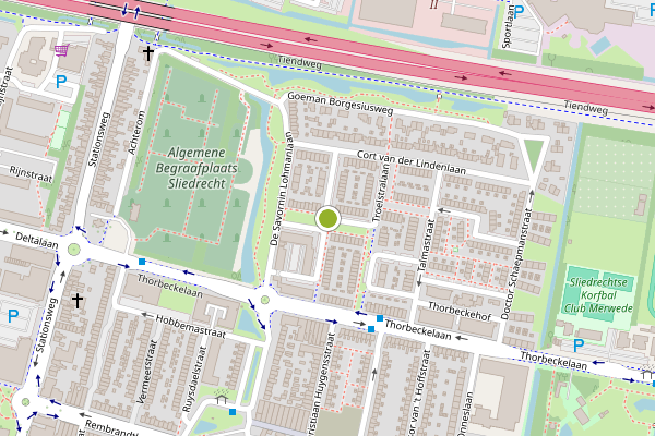 Ambulance-melding op Suze Groenewegplantsoen, Sliedrecht op 13 juli, kaart-overzicht