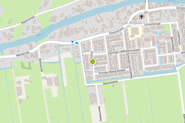 Ambulance-melding op Oranjelaan, Oud-Alblas op 14 juli, kaart-overzicht