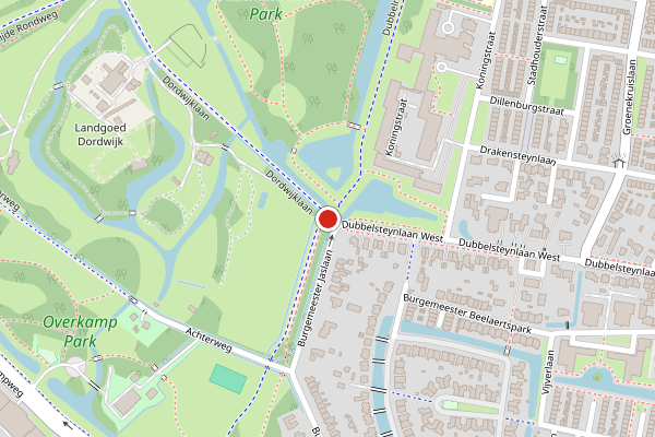 Brandweer-melding op Dubbelmondepad, Dordrecht op 15 juli, kaart-overzicht
