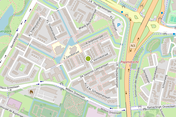 Ambulance-melding op H. Polakstraat, Papendrecht op 17 juli, kaart-overzicht