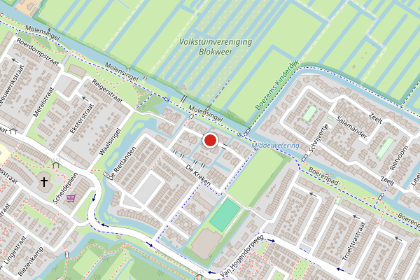Brandweer-melding op De Kreken, Alblasserdam op 17 juli, kaart-overzicht
