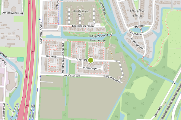 Ambulance-melding op Driemorgen, Dordrecht op 17 juli, kaart-overzicht