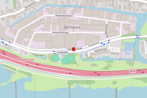 Brandweer-melding op Industriestraat, Hardinxveld-Giessendam op 18 juli, kaart-overzicht