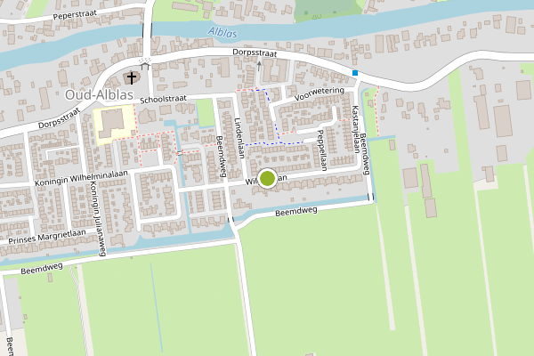Ambulance-melding op Wilgenlaan, Oud-Alblas op 18 juli, kaart-overzicht