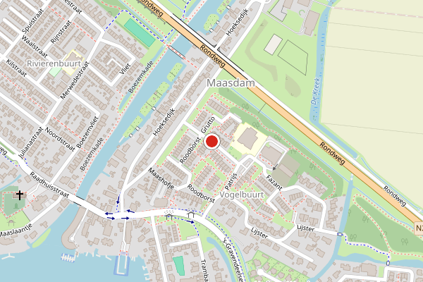 Brandweer-melding op Merel, Maasdam op 18 juli, kaart-overzicht