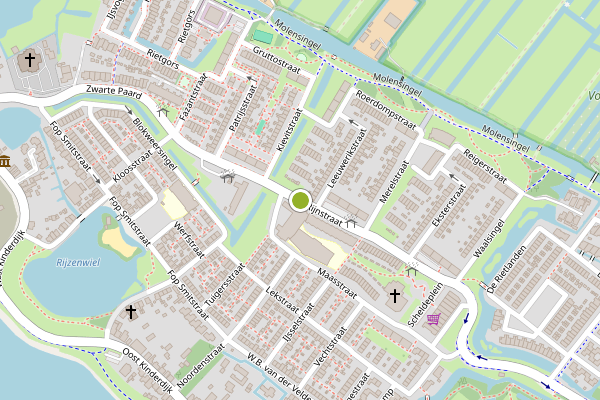 Ambulance-melding op Rijnstraat, Alblasserdam op 18 juli, kaart-overzicht