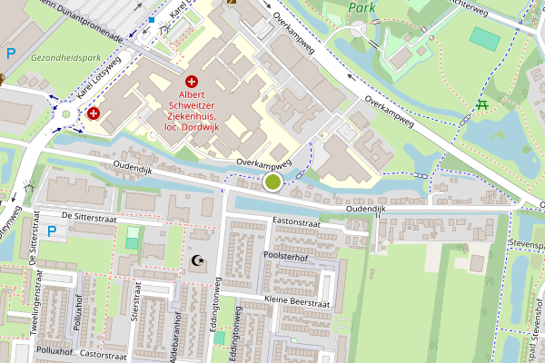 Ambulance-melding op Fietspad Overkampweg, Dordrecht op 20 juli, kaart-overzicht