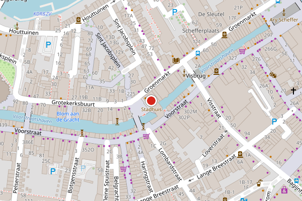 Brandweer-melding op Stadhuisplein, Dordrecht op 20 juli, kaart-overzicht