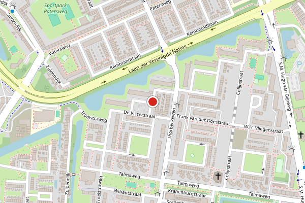 Brandweer-melding op Loudonstraat, Dordrecht op 20 juli, kaart-overzicht