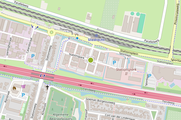 Ambulance-melding op Stationspark, Sliedrecht op 21 juli, kaart-overzicht