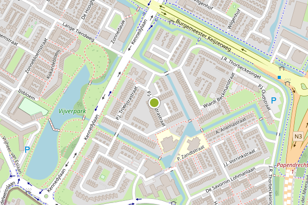 Ambulance-melding op P.J. Troelstrastraat, Papendrecht op 21 juli, kaart-overzicht