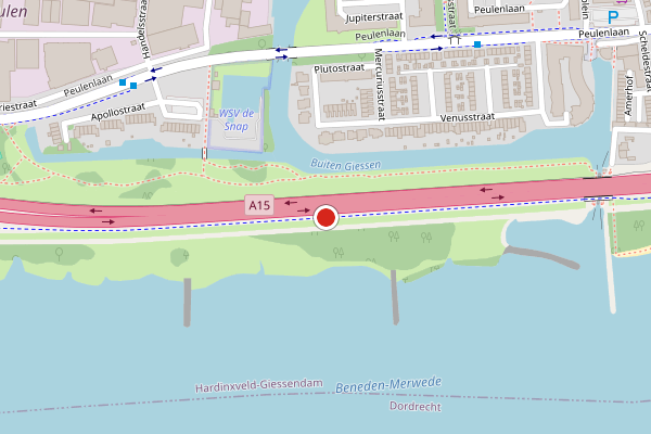 Brandweer-melding op Fietspad A15, Hardinxveld-Giessendam op 22 juli, kaart-overzicht
