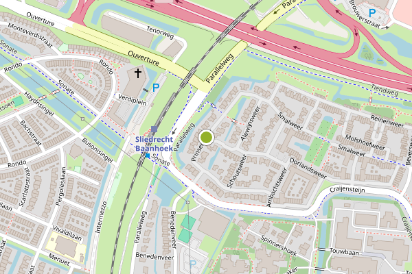 Ambulance-melding op Prinsenweer, Sliedrecht op 22 juli, kaart-overzicht
