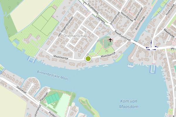 Ambulance-melding op Maaslaantje, Maasdam op 24 juli, kaart-overzicht